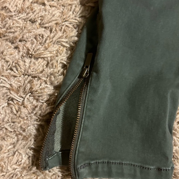 Isabel Maternity Full Panel Over Belly Moto Zip Ankle Olive Green Jeggings - Picture 4 of 4